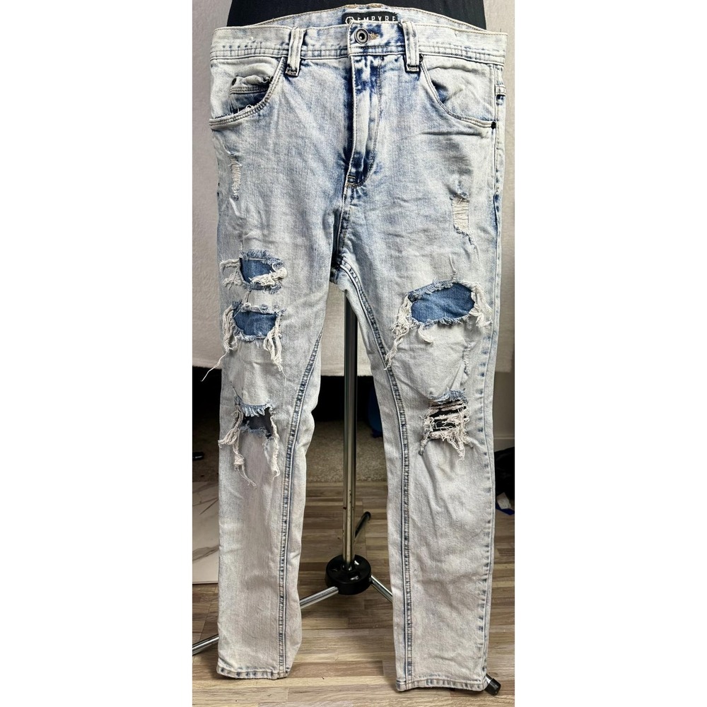 empyre light wash ripped jeans distressed skate denim‎ y2k grunge low rise